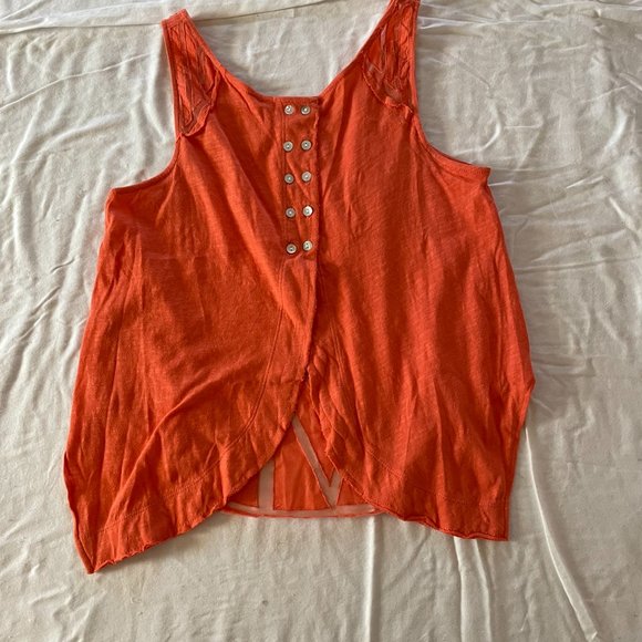 Free People Orange mesh Ginger Tank top S - Picture 3 of 4